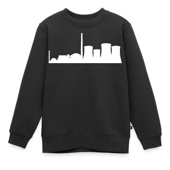 Centrale nucléaire, centrale nucléaire, centrale électrique, tours de refroidissement - Sweat Premium enfant bio - noir - Devant - AI Model Kid Female (0cm)