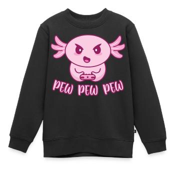 Axolotl gamer Zocker gaming zocken pew pew pew - Kinder Premium Organic Sweatshirt - Schwarz - Vorne - AI Model Kid Female (0cm)