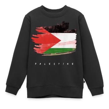 Palästina palästinensische Flagge Wasserfarben - Kinder Premium Organic Sweatshirt - Schwarz - Vorne - AI Model Kid Female (0cm)