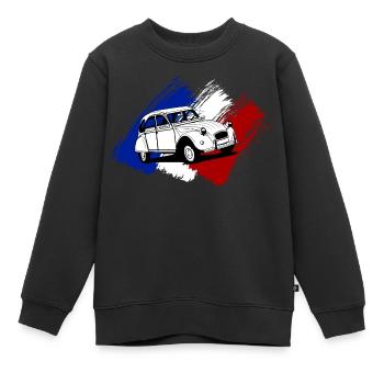 Citroën 2CV Drapeau France Dedeuche - Sweat Premium enfant bio - noir - Devant - AI Model Kid Female (0cm)