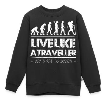 Vivez comme un voyageur - Sweat Premium enfant bio - noir - Devant - AI Model Kid Female (0cm)