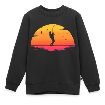 Sunrise Vintage Angeln T-Shirt Fischer Geschenk - Kinder Premium Organic Sweatshirt - Schwarz - Vorne - AI Model Kid Female (0cm)