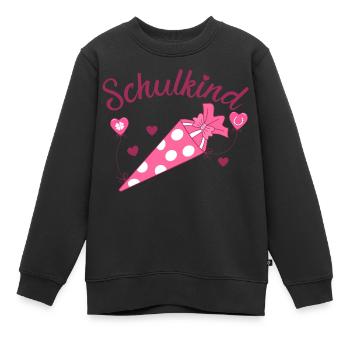 Schulkind Herz rosa Schulanfang - Kinder Premium Organic Sweatshirt - Schwarz - Vorne - AI Model Kid Female (0cm)