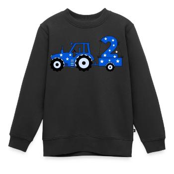 Tracteur de 2ème anniversaire - Sweat Premium enfant bio - noir - Devant - AI Model Kid Female (0cm)