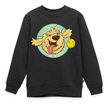 cockapoo Thor avec balle de tennis - Sweat Premium enfant bio - noir - Devant - AI Model Kid Female (0cm)