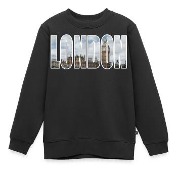 Londres - Sweat Premium enfant bio - noir - Devant - AI Model Kid Female (0cm)