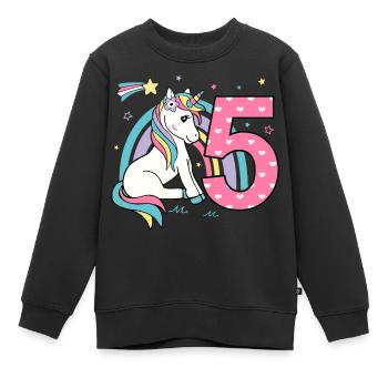 Fünfter Geburtstag 5. Geburtstag Einhorn Mädchen - Kinder Premium Organic Sweatshirt - Schwarz - Vorne - AI Model Kid Female (0cm)