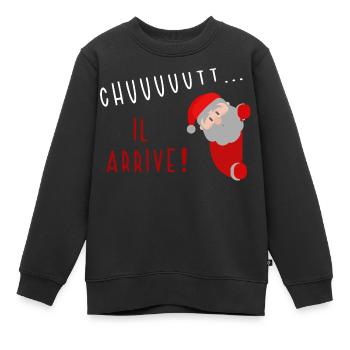 Chut il arrive ! - Sweat Premium enfant bio - noir - Devant - AI Model Kid Female (0cm)