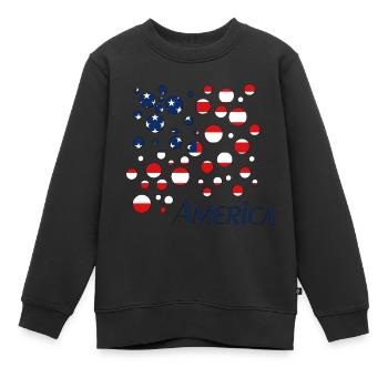 America USA - Kinder Premium Organic Sweatshirt - Schwarz - Vorne - AI Model Kid Female (0cm)