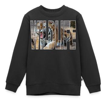 Faune tigrée - Sweat Premium enfant bio - noir - Devant - AI Model Kid Female (0cm)