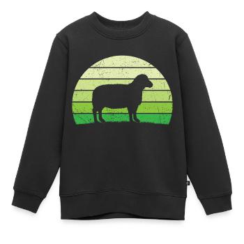 Retro Schaf T-Shirt Schaf - Kinder Premium Organic Sweatshirt - Schwarz - Vorne - AI Model Kid Female (0cm)