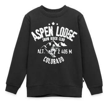 Aspen Lodge snow rider club - Sweat Premium enfant bio - noir - Devant - AI Model Kid Female (0cm)