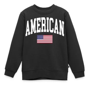 Américain - Sweat Premium enfant bio - noir - Devant - AI Model Kid Female (0cm)