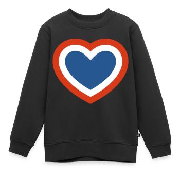 Konzentrisches rot-weißes und blaues Herz - Kinder Premium Organic Sweatshirt - Schwarz - Vorne - AI Model Kid Female (0cm)