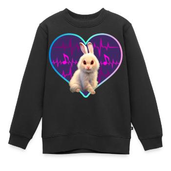 Kaninchen im musikalischen Herzen - Kinder Premium Organic Sweatshirt - Schwarz - Vorne - AI Model Kid Female (0cm)