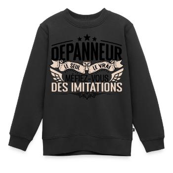 Dépanneur cadeau Dépanneur le vrai Dépanneur - Sweat Premium enfant bio - noir - Devant - AI Model Kid Female (0cm)