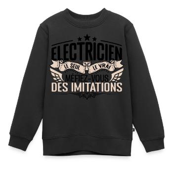 Électricien cadeau Électricien le vrai Électricien - Sweat Premium enfant bio - noir - Devant - AI Model Kid Female (0cm)