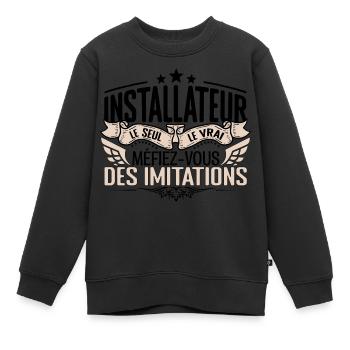 Installateur cadeau Installateur le vrai Installat - Sweat Premium enfant bio - noir - Devant - AI Model Kid Female (0cm)