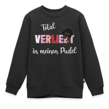 Verliebt in meinen Pudel, süßes Pudelmmotiv - Kinder Premium Organic Sweatshirt - Schwarz - Vorne - AI Model Kid Female (0cm)