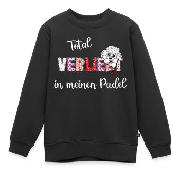 Verliebt in meinen Pudel, süßes Pudelmmotiv - Kinder Premium Organic Sweatshirt - Schwarz - Vorne - AI Model Kid Female (0cm)