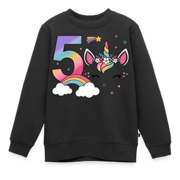 Fünfter Geburtstag 5. Geburtstag Einhorn Mädchen - Kinder Premium Organic Sweatshirt - Schwarz - Vorne - AI Model Kid Female (0cm)