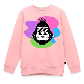 singe - Sweat Premium enfant bio - rose - Devant - AI Model Kid Female (0cm)