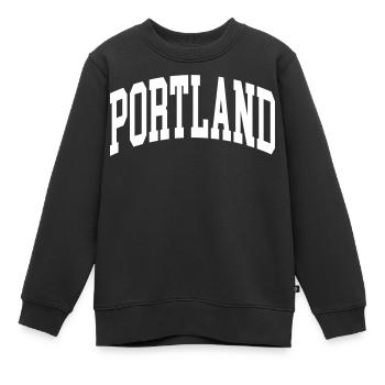 Portland - Sweat Premium enfant bio - noir - Devant - AI Model Kid Female (0cm)