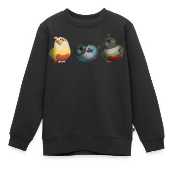 3 süße grüne Wangen, Papageien im Tonlook - Kinder Premium Organic Sweatshirt - Schwarz - Vorne - AI Model Kid Female (0cm)