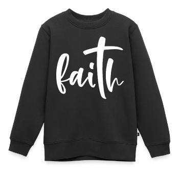 Glaube - Kinder Premium Organic Sweatshirt - Schwarz - Vorne - AI Model Kid Female (0cm)