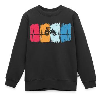 Tracteur rétro rythme de cœur tracteur tracteur t-shirt agriculteur - Sweat Premium enfant bio - noir - Devant - AI Model Kid Female (0cm)