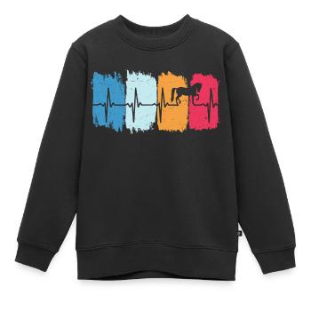 Cheval Retro Heartbeat Rider - Sweat Premium enfant bio - noir - Devant - AI Model Kid Female (0cm)
