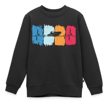 Bateau à moteur rétro heartbeat bateau à moteur - Sweat Premium enfant bio - noir - Devant - AI Model Kid Female (0cm)