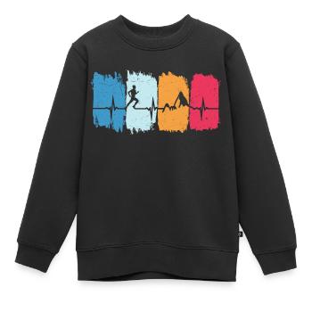 Trail Running Retro Herzschlag Joggen Berglauf - Kinder Premium Organic Sweatshirt - Schwarz - Vorne - AI Model Kid Female (0cm)