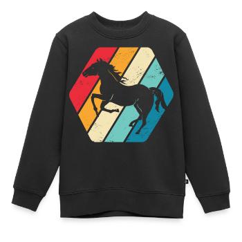 Cheval Etalon Équitation Rétro - Sweat Premium enfant bio - noir - Devant - AI Model Kid Female (0cm)