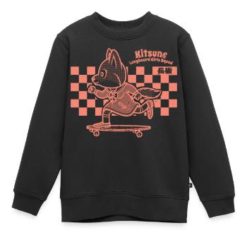 Skating Fox Girl Japan Style - Kinder Premium Organic Sweatshirt - Schwarz - Vorne - AI Model Kid Female (0cm)