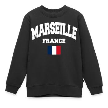 Marseille - Sweat Premium enfant bio - noir - Devant - AI Model Kid Female (0cm)