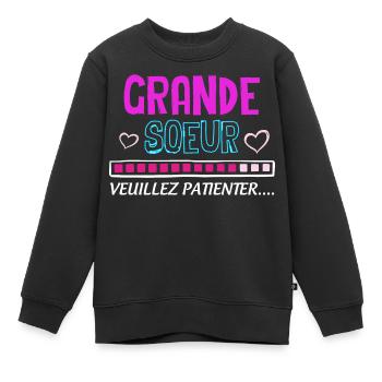 Téléchargements grande sœur de mon cœur - Sweat Premium enfant bio - noir - Devant - AI Model Kid Female (0cm)