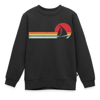bateau à voile retro t-shirt voilier bateau - Sweat Premium enfant bio - noir - Devant - AI Model Kid Female (0cm)