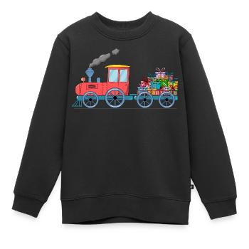 Train pour enfants avec remorque - Sweat Premium enfant bio - noir - Devant - AI Model Kid Female (0cm)