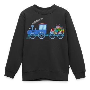 Kinderzug Eisenbahn mit Anhänger in blau - Kinder Premium Organic Sweatshirt - Schwarz - Vorne - AI Model Kid Female (0cm)