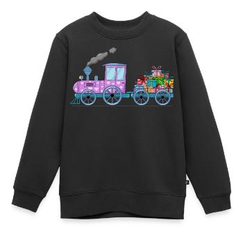 Train pour enfants avec remorque rose - Sweat Premium enfant bio - noir - Devant - AI Model Kid Female (0cm)