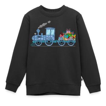 Zug blau mit Anhäger und Herz Geschenke - Kinder Premium Organic Sweatshirt - Schwarz - Vorne - AI Model Kid Female (0cm)