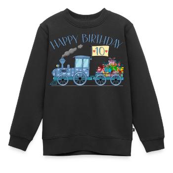 Train pour enfants Chemin de fer Joyeux anniversaire 10 - Sweat Premium enfant bio - noir - Devant - AI Model Kid Female (0cm)