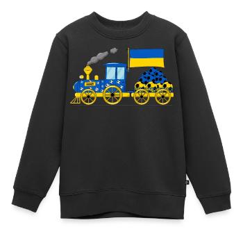 Ukraine Flagge Fußball Eisenbahn - Kinder Premium Organic Sweatshirt - Schwarz - Vorne - AI Model Kid Female (0cm)