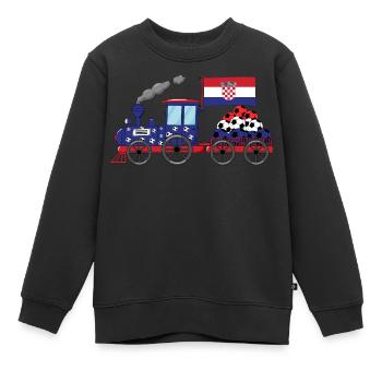 Kroatien Flagge Fußball Eisenbahn - Kinder Premium Organic Sweatshirt - Schwarz - Vorne - AI Model Kid Female (0cm)