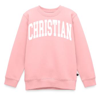 Chrétien - Sweat Premium enfant bio - rose - Devant - AI Model Kid Female (0cm)
