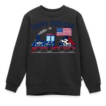 Joyeux anniversaire USA Flag Football Railroad - Sweat Premium enfant bio - noir - Devant - AI Model Kid Female (0cm)