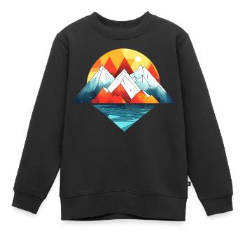 Montagnes abstraites aux couleurs vives - Sweat Premium enfant bio - noir - Devant - AI Model Kid Female (0cm)