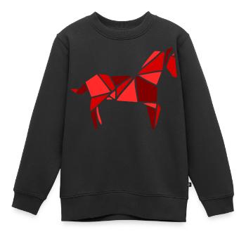 Œuvre d’art de cheval - Sweat Premium enfant bio - noir - Devant - AI Model Kid Female (0cm)