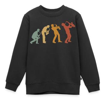 SAXOPHON, SAXOPHONIST RETRO ABSTRAKTES HEMD MIT V-AUSSCHNITT - Kinder Premium Organic Sweatshirt - Schwarz - Vorne - AI Model Kid Female (0cm)